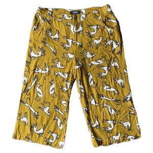 ModCloth Wide-leg Cropped Pants Mustard Yellow with Cats Pants Size 14